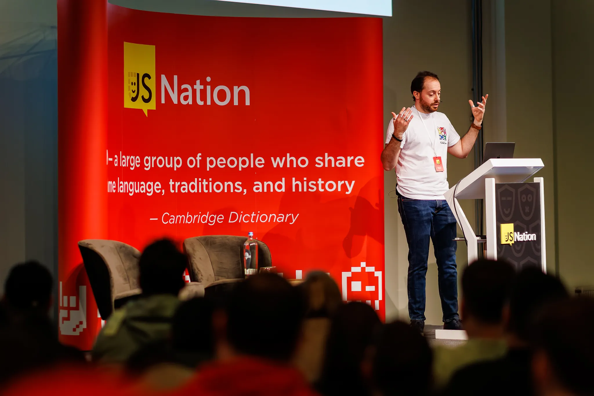 Emanuele Stoppa on the stage of JsNation